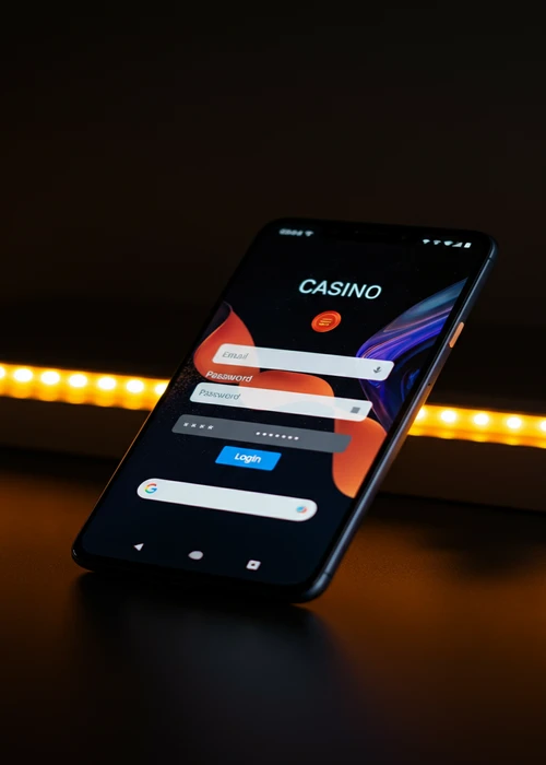 Gedetailleerde weergave van het NV Casino inlogscherm op een smartphone, met duidelijke velden voor gebruikersnaam en wachtwoord voor snelle mobiele toegang.