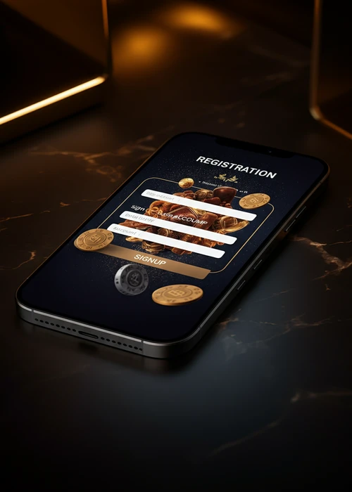 Visuele weergave van het registratieformulier van NV Casino met invoervelden voor e-mail, wachtwoord en optie voor promocode.